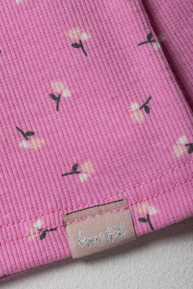 Floral Rib Long Sleeve T-Shirt Bright Pink sold by Ackermas product image thumbnail 2