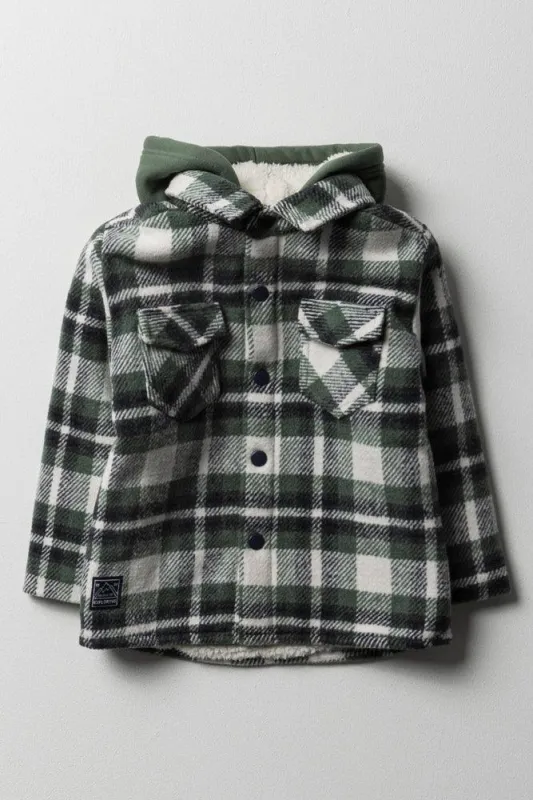 Check Shacket Green & White sold by Ackermas