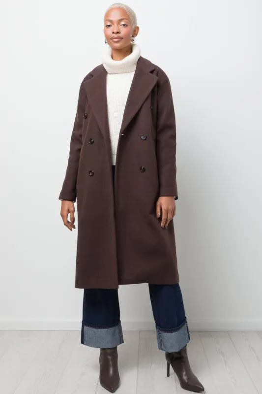 Double Breasted Melton Coat Brown sold by Ackermas