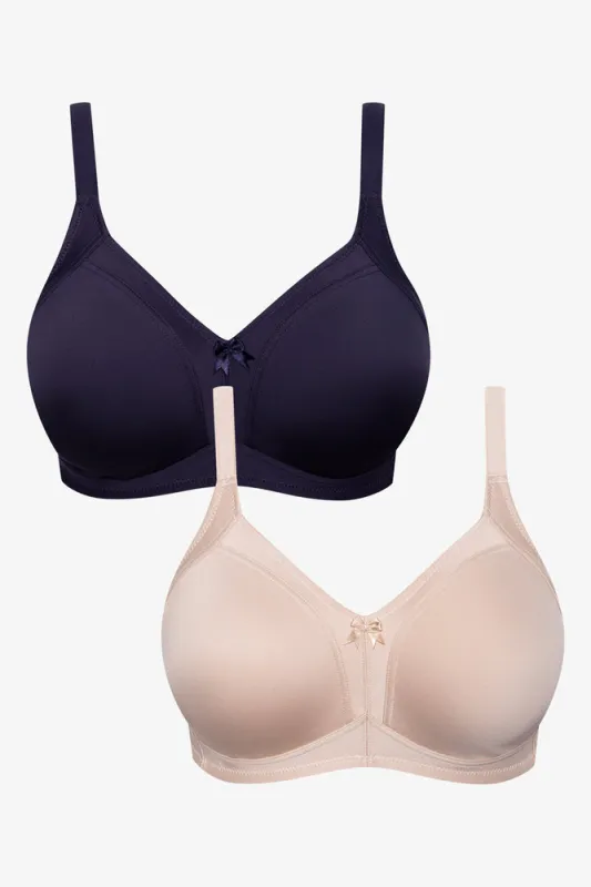 2 Pack Non Padded Wirefree Bras Small Navy And Natural sold by Ackermas