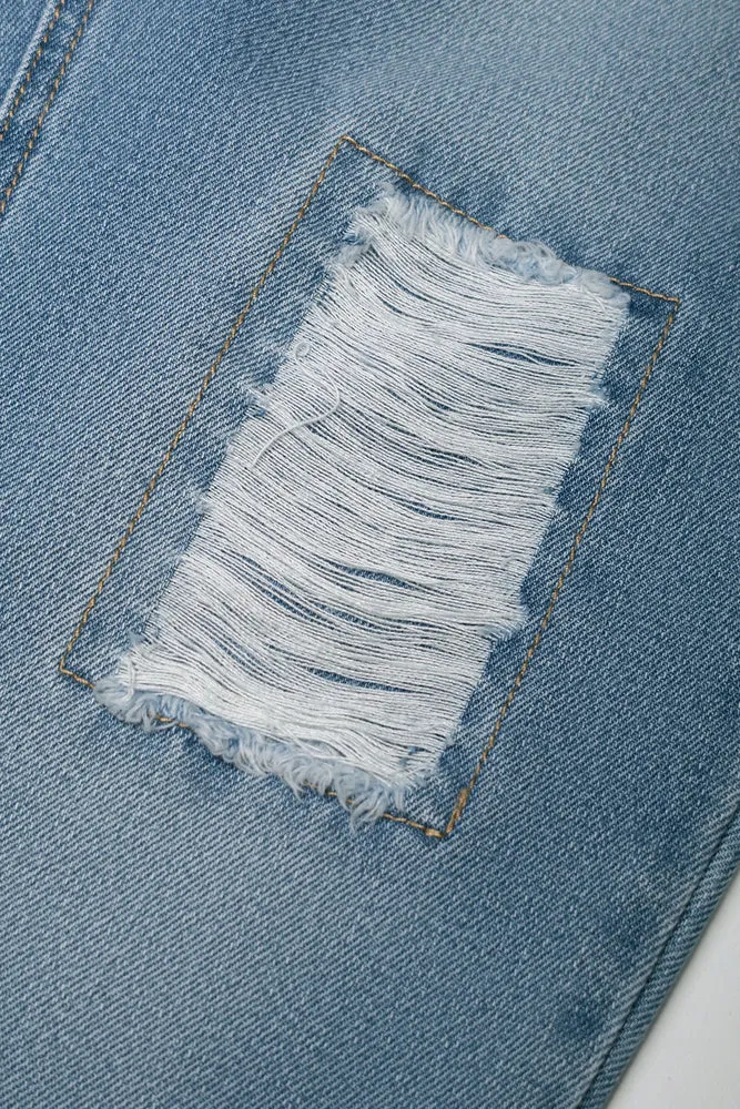 Mini Mom Abrasion Denim Jeans Blue sold by Ackermas product image thumbnail 4