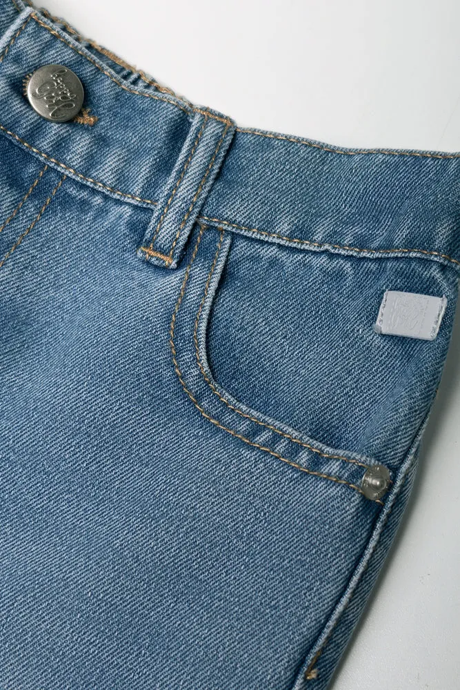 Mini Mom Abrasion Denim Jeans Blue sold by Ackermas product image thumbnail 2