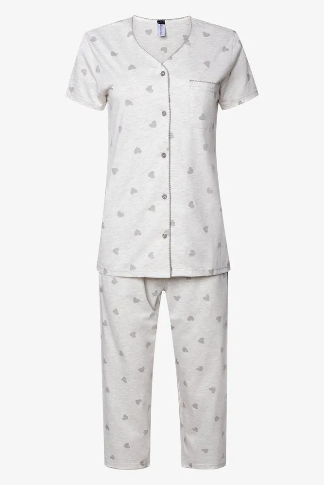 Button Through Capri Pyjamas White sold by Ackermas