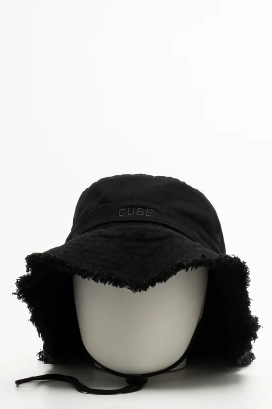 Frayed Bucket Hat Black sold by Ackermas
