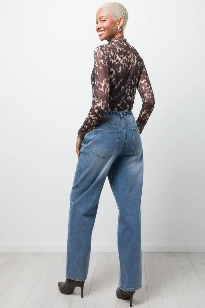 Leopard Print Long Sleeve Mesh Bodysuit Brown sold by Ackermas product image thumbnail 3