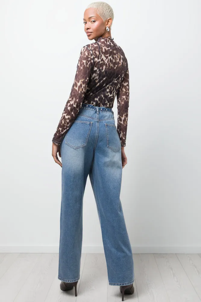 Wide Leg Denim Jeans Blue sold by Ackermas product image thumbnail 4