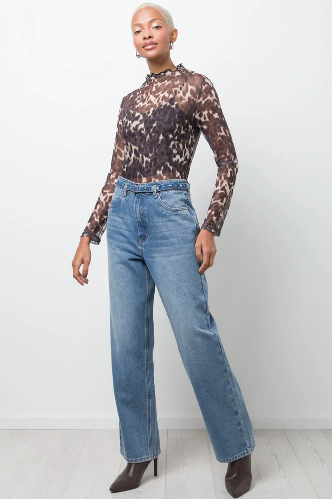 Wide Leg Denim Jeans Blue sold by Ackermas