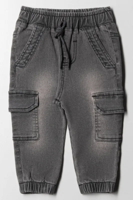 Cargo Jogger Denim Jeans Dark Grey sold by Ackermas