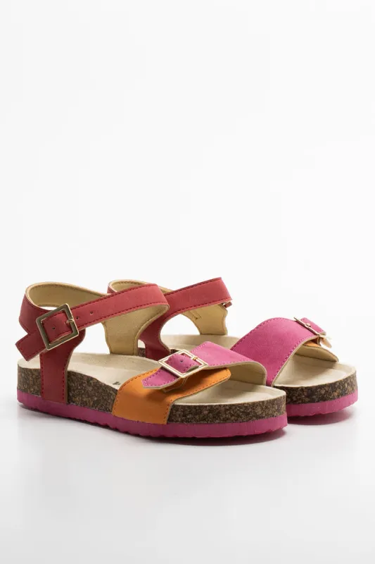 Colourblock Cork Sandal Pink sold by Ackermas