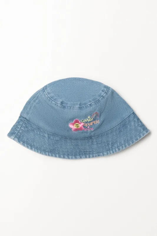Flower Denim Bucket Hat Blue sold by Ackermas
