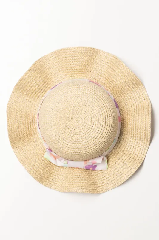 Flower Wide Brim Straw Hat Natural sold by Ackermas