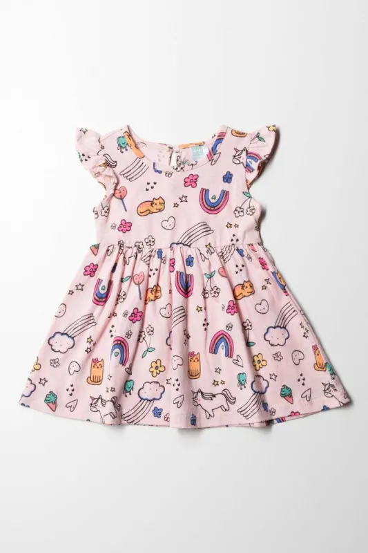 Flutter Sleeve Dress Pink sold by Ackermas