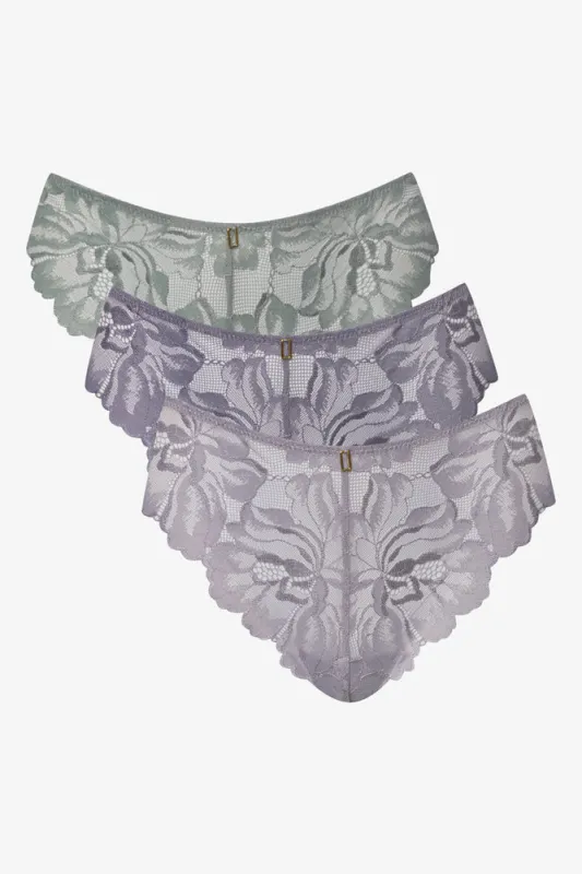 3 Pack Lace Thongs Lilac And Light Green sold by Ackermas