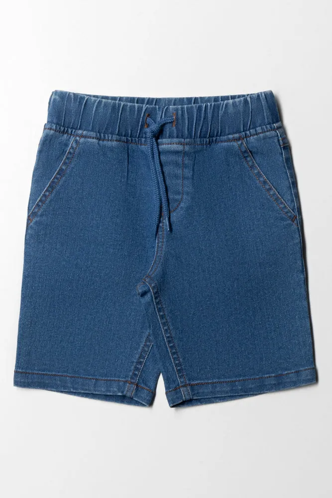 SHORTS DENIM PULL ON MED BLUE sold by Ackermas