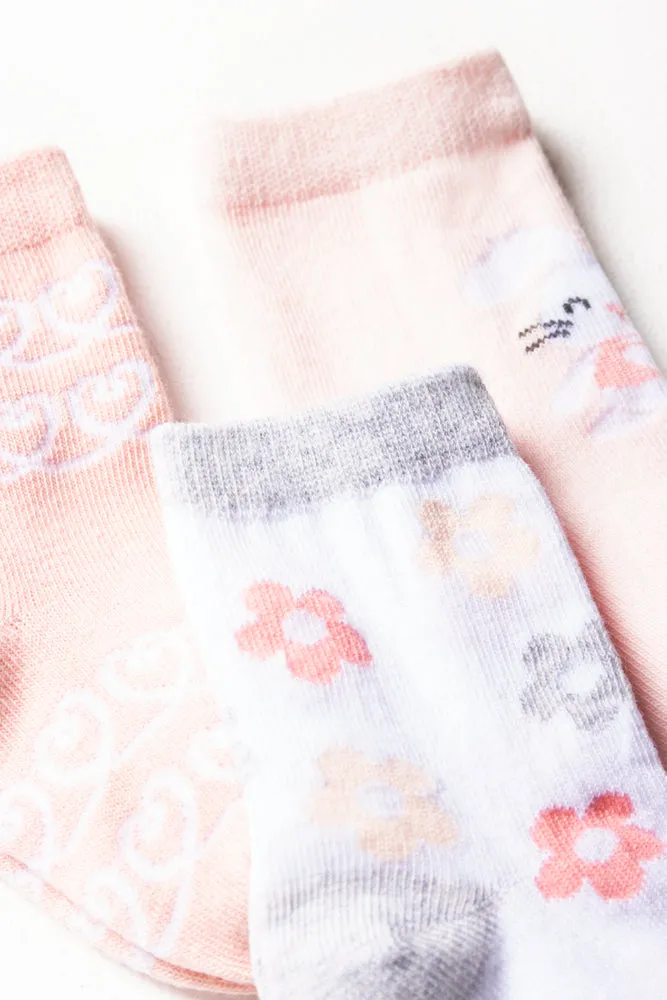 SOFT PINK FLOWER BUNNY 3PK TG SOCKS sold by Ackermas product image thumbnail 2