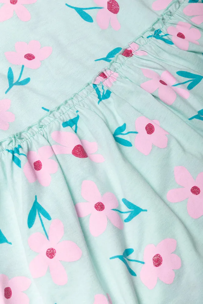 Floral Flutter Sleeve Dress Blue sold by Ackermas product image thumbnail 2