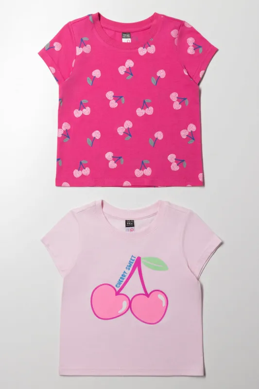 2 Pack Cherry T-Shirt Pink sold by Ackermas
