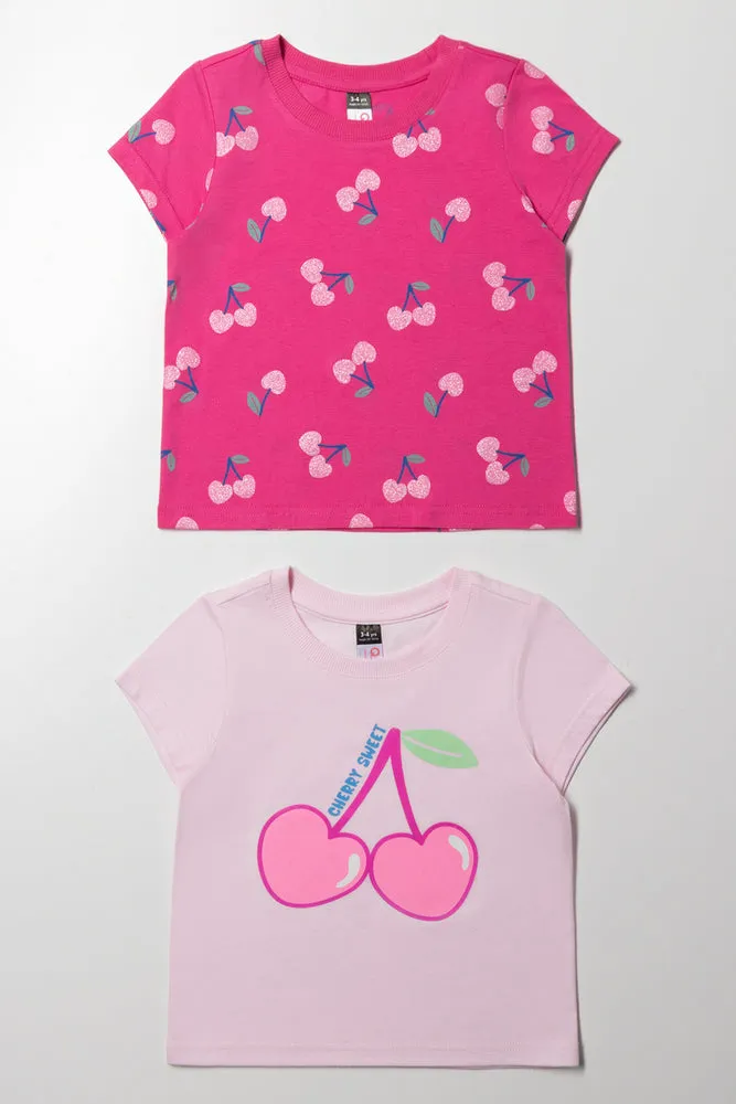 2 Pack Cherry T-Shirt Pink sold by Ackermas