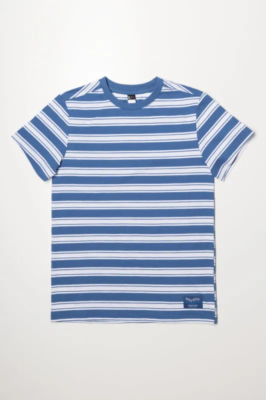 Stripe Short Sleeve T-Shirt Blue sold by Ackermas