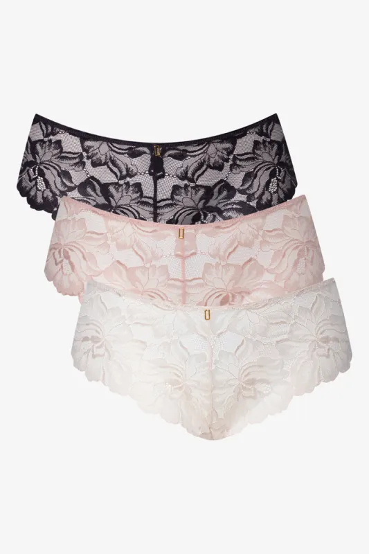 3 Pack Lace Boylegs Black, Pink And Natural sold by Ackermas