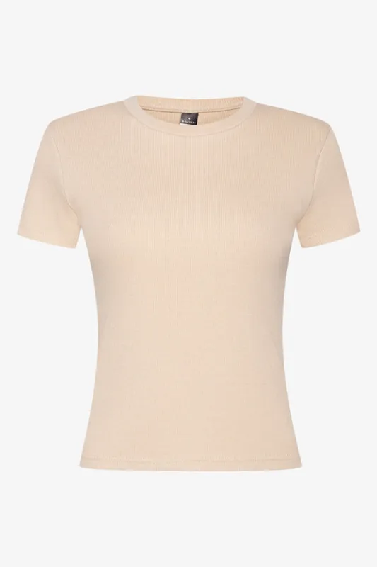Rib Short Sleeve T-Shirt Natural sold by Ackermas