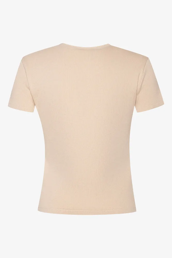 Rib Short Sleeve T-Shirt Natural sold by Ackermas product image thumbnail 2