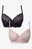 Plus Size 2 Pack Lace Non Padded Underwire Bra Black And Pink sold by Ackermas