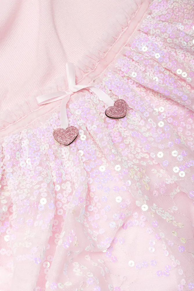 Sequin Fit And Flare Mesh Combo Dress Light Pink sold by Ackermas product image thumbnail 2