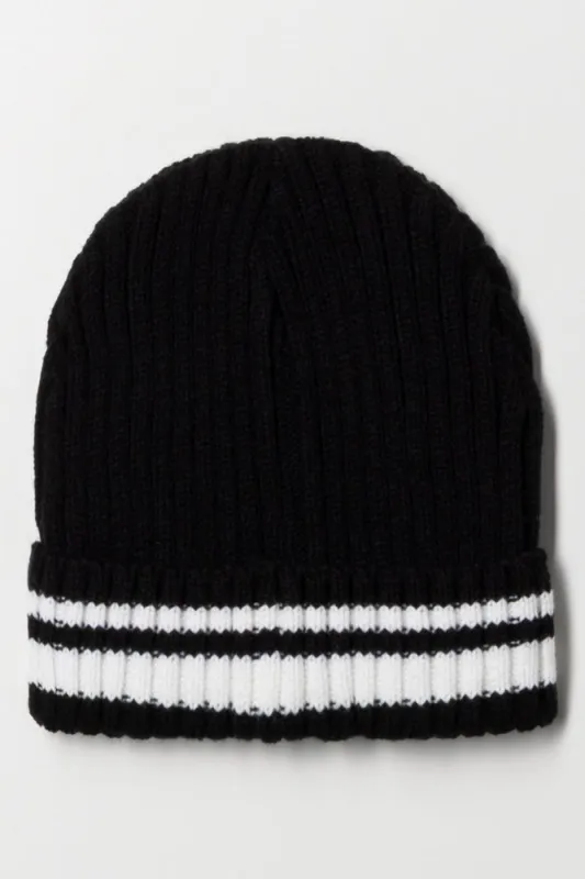 Striped Rib Beanie Black sold by Ackermas