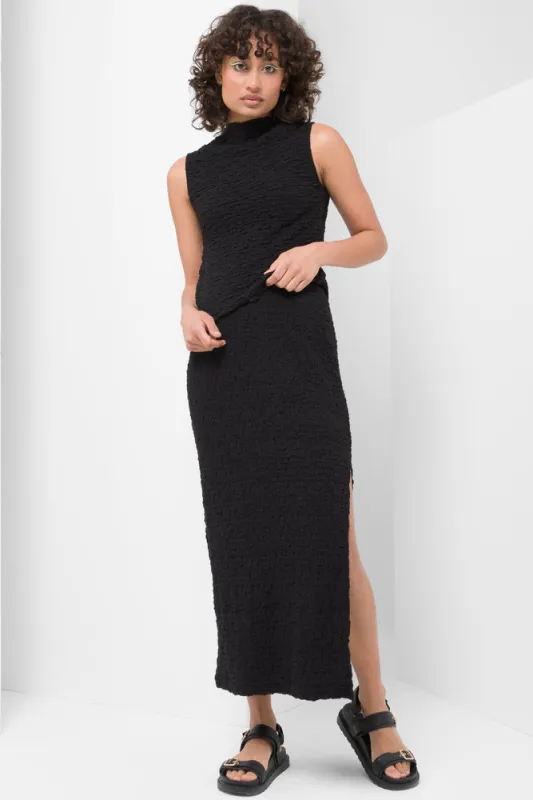 MI high neck textured top black sold by Ackermas