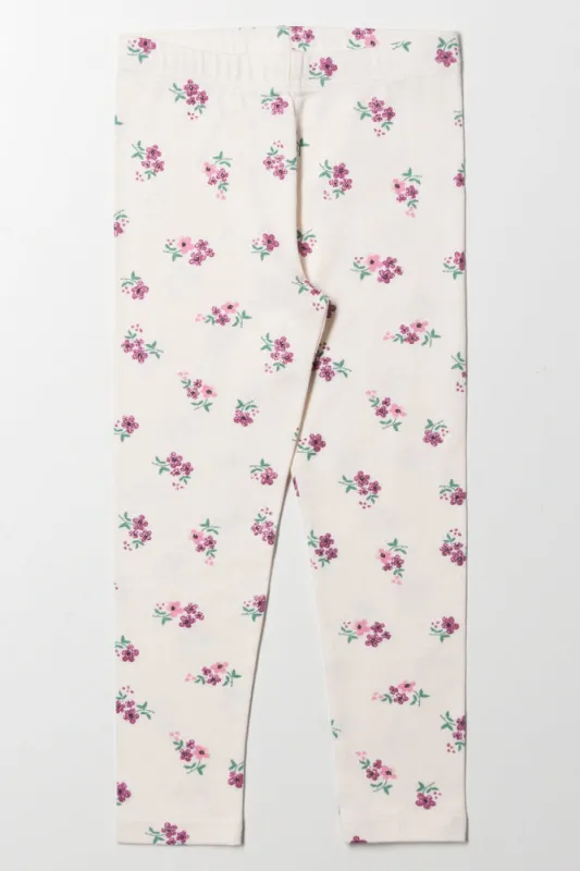 FLORAL AOP LEGGING LONG MILK sold by Ackermas