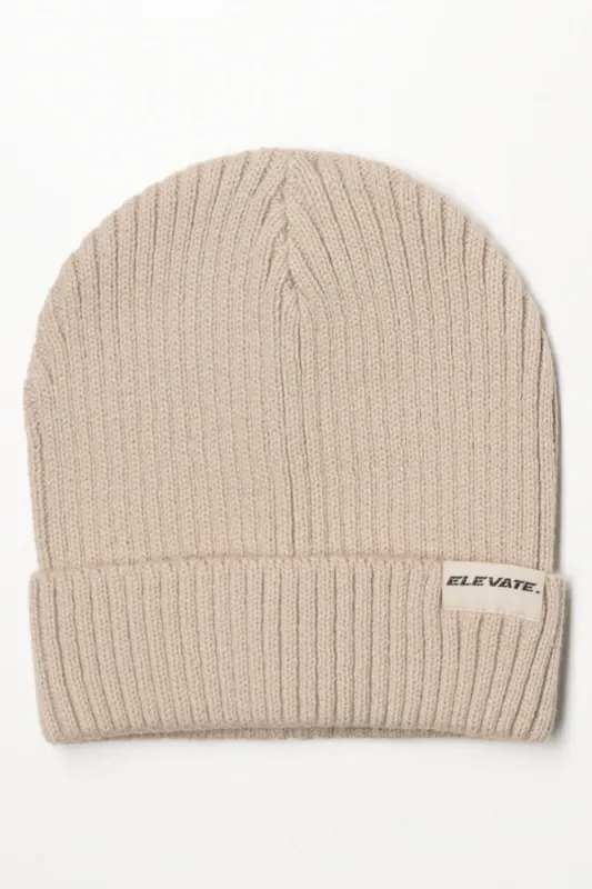 PLAIN RIB BEANIE BEIGE sold by Ackermas