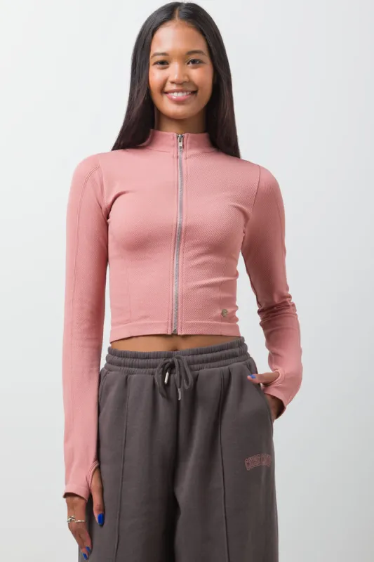 Seamless Zip Through Dusty Pink sold by Ackermas