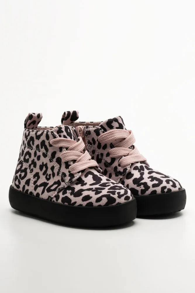 Hybrid Hightop Sneaker Leopard Print Pink sold by Ackermas