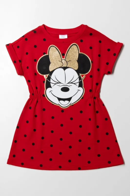 minnie turn up sleeve dress red sold by Ackermas