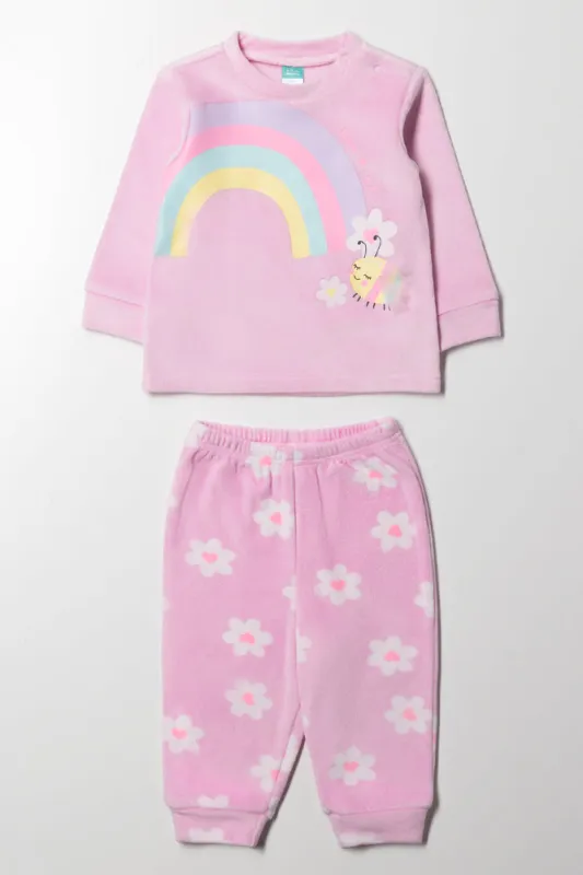Rainbow Fleece Pyjama Set Pink sold by Ackermas