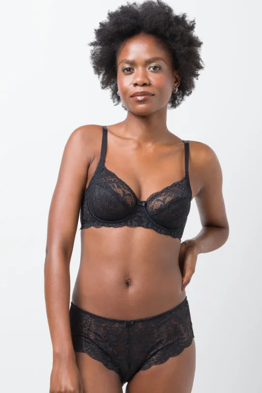 2PK SML AUTUM LACE NON PADDED UNDERWIRE BLACK NUDE sold by Ackermas