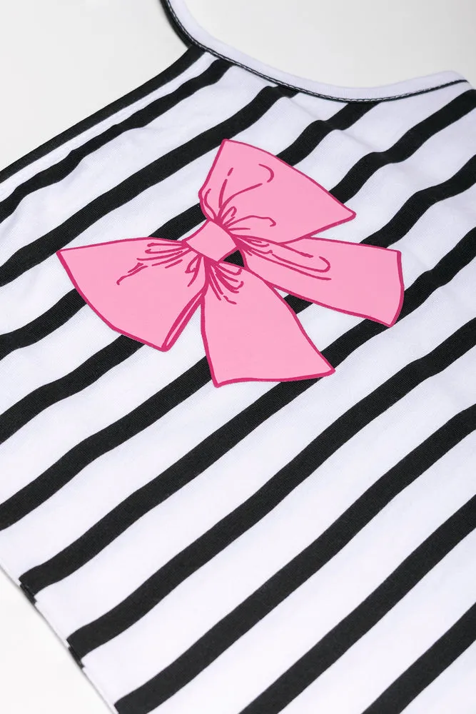 3 Pack Bow Strappy Vests Black And Pink sold by Ackermas product image thumbnail 2