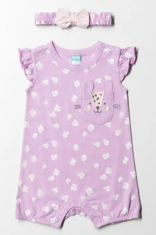 Pocket Applique Fashion Romper Purple sold by Ackermas