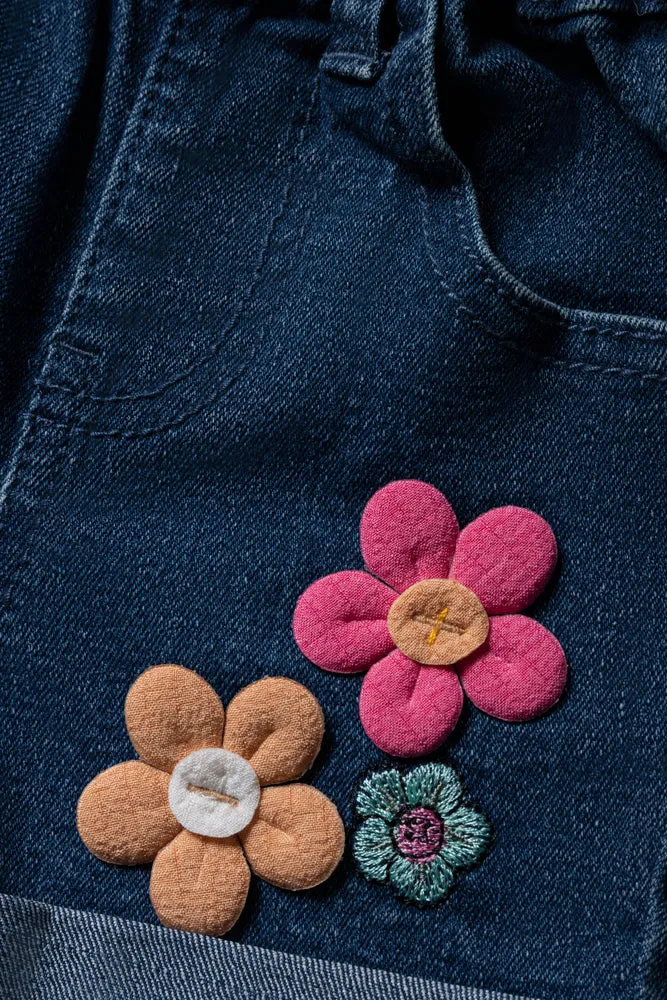 Styled Denim Short With 3D Flowers sold by Ackermas product image thumbnail 2