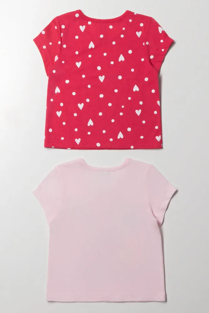 2 Pack Heart Short Sleeve T-Shirts Pink sold by Ackermas product image thumbnail 3