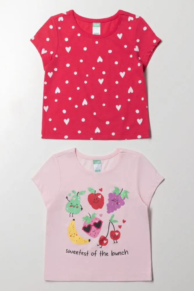 2 Pack Heart Short Sleeve T-Shirts Pink sold by Ackermas