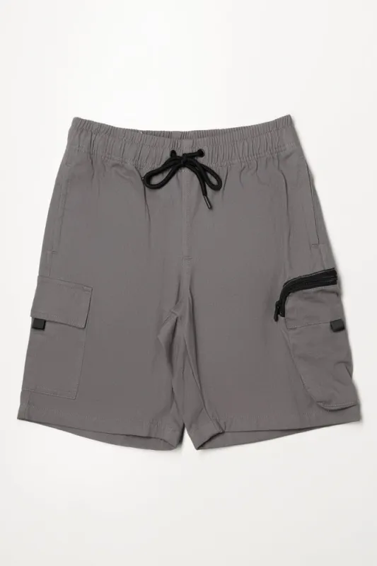 Zip Pocket Cargo Shorts Grey sold by Ackermas