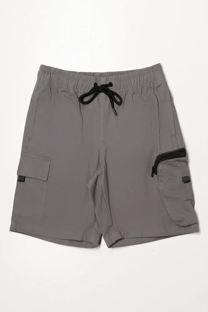 Zip Pocket Cargo Shorts Grey sold by Ackermas