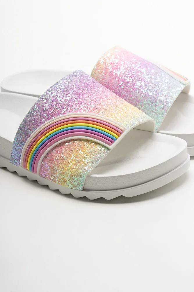 Rainbow Glitter Slides White sold by Ackermas product image thumbnail 3