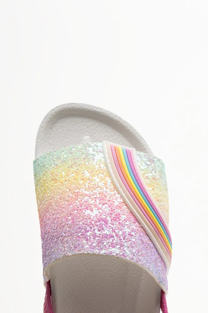 Rainbow Glitter Slides White sold by Ackermas product image thumbnail 5