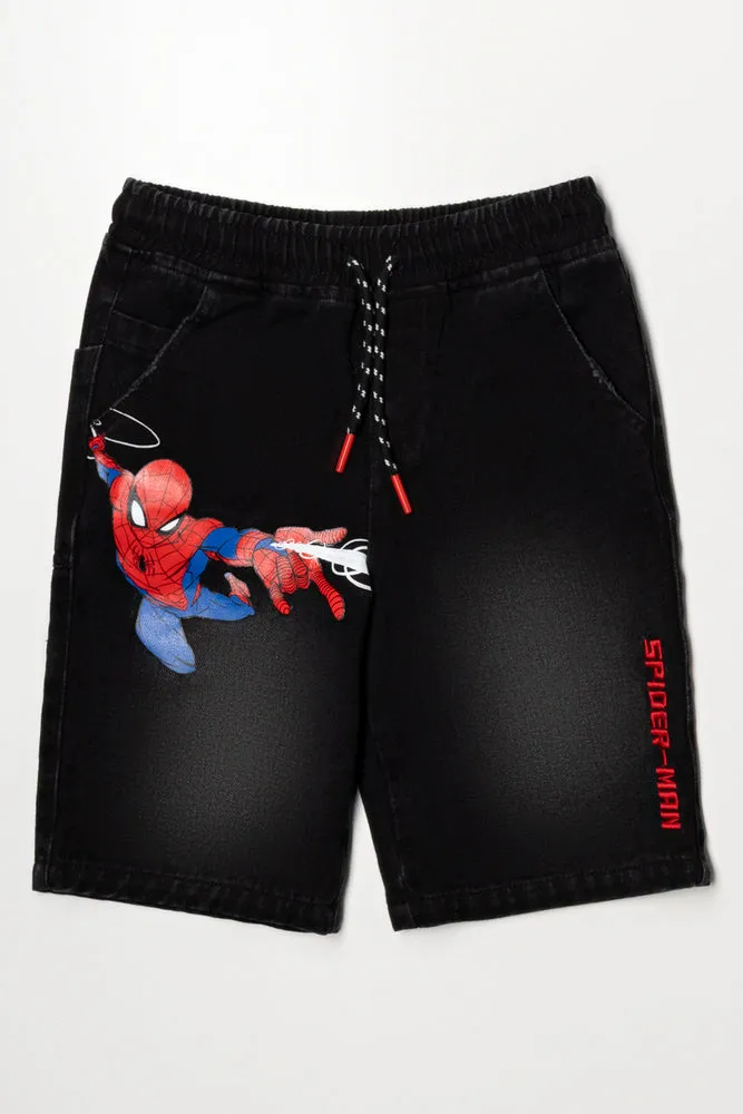 Spider-Man Denim Shorts Black sold by Ackermas