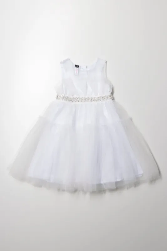 Layered Mesh Dress With Belt White sold by Ackermas