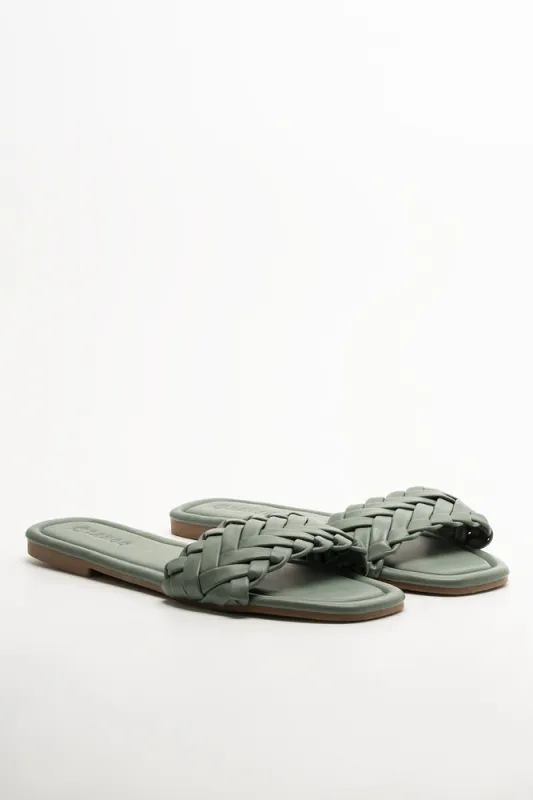 Weave Mule Sandal Green sold by Ackermas