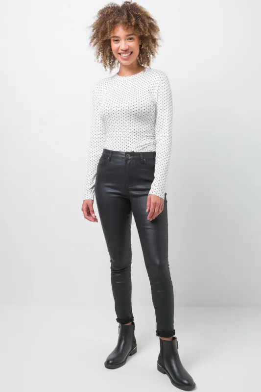 Coated Skinny Denim Jeans Black sold by Ackermas